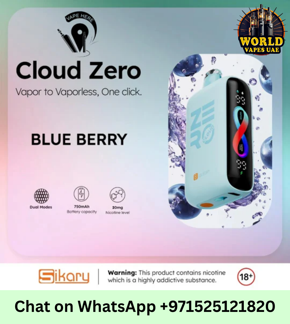 Cloud Zero 20000 Puffs Disposable Vape | 2% Nicotine Device UAE