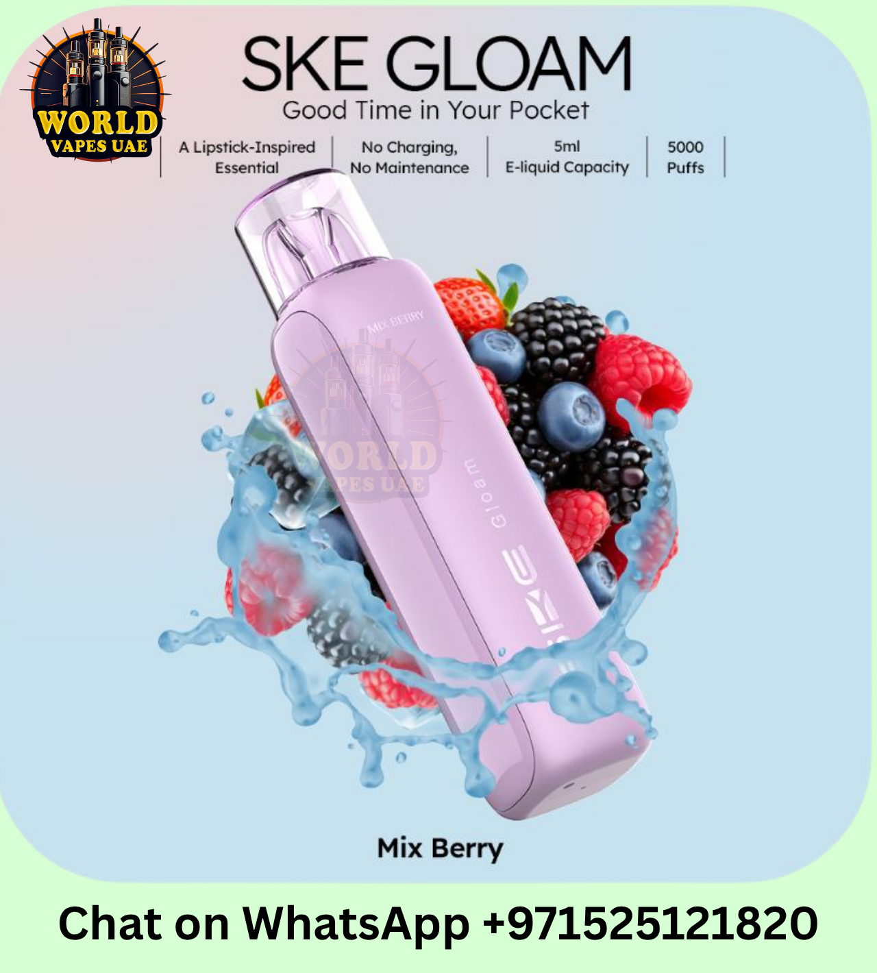 SKE Gloam 5000 Puffs Disposable Vape 20mg | Rechargeable MTL | UAE