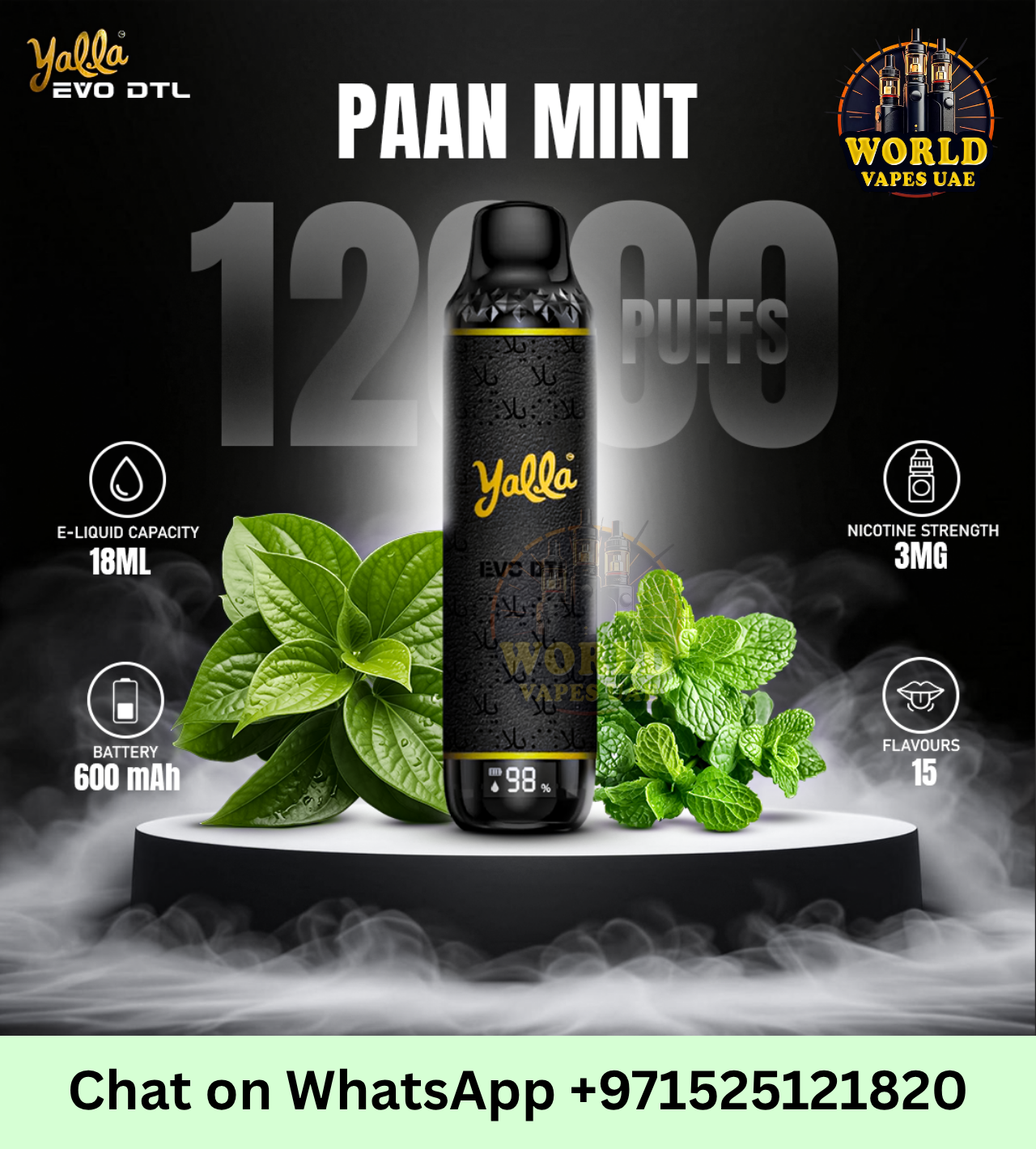 Yalla EVO DTL 12000 Puffs Disposable Vape 0.3mg | Buy in Dubai UAE