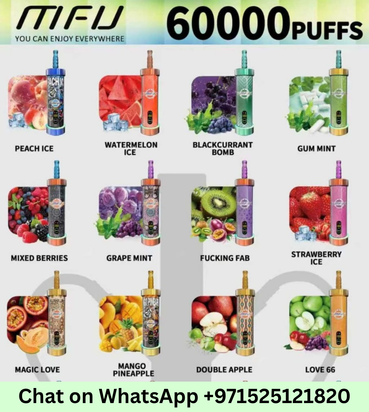 MFU SHISHA X2 Hookah 60000 Puffs Disposable Vape | UAE