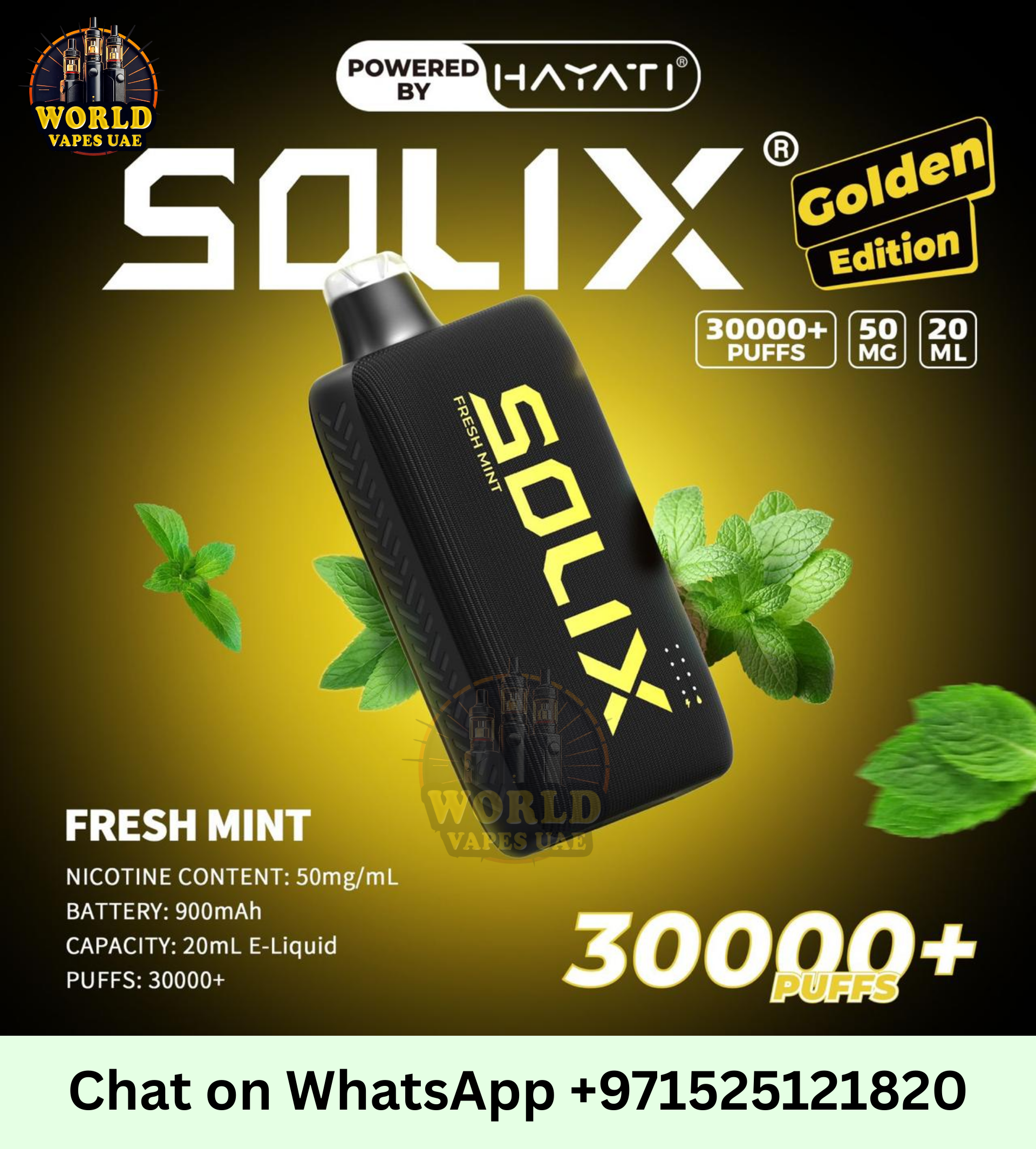 Hayati Solix 30000 Puffs Golden Edition Disposable Vape Dubai UAE