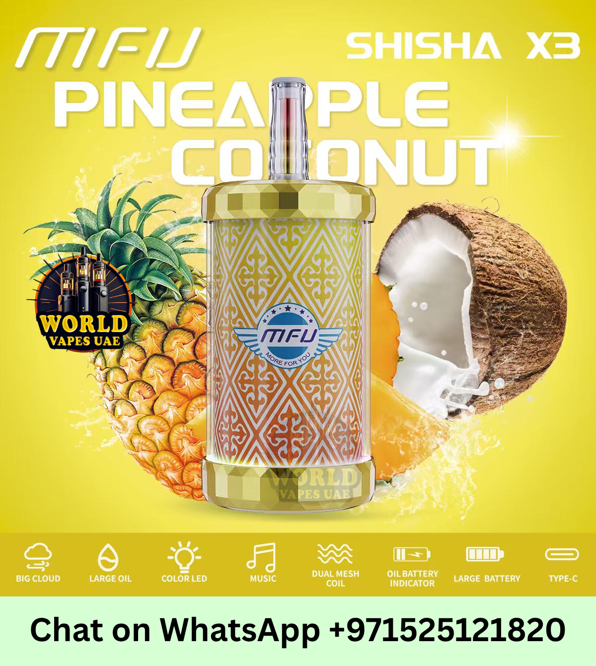 MFU SHISHA X3 Hookah 150000 Puffs Disposable Vape | UAE