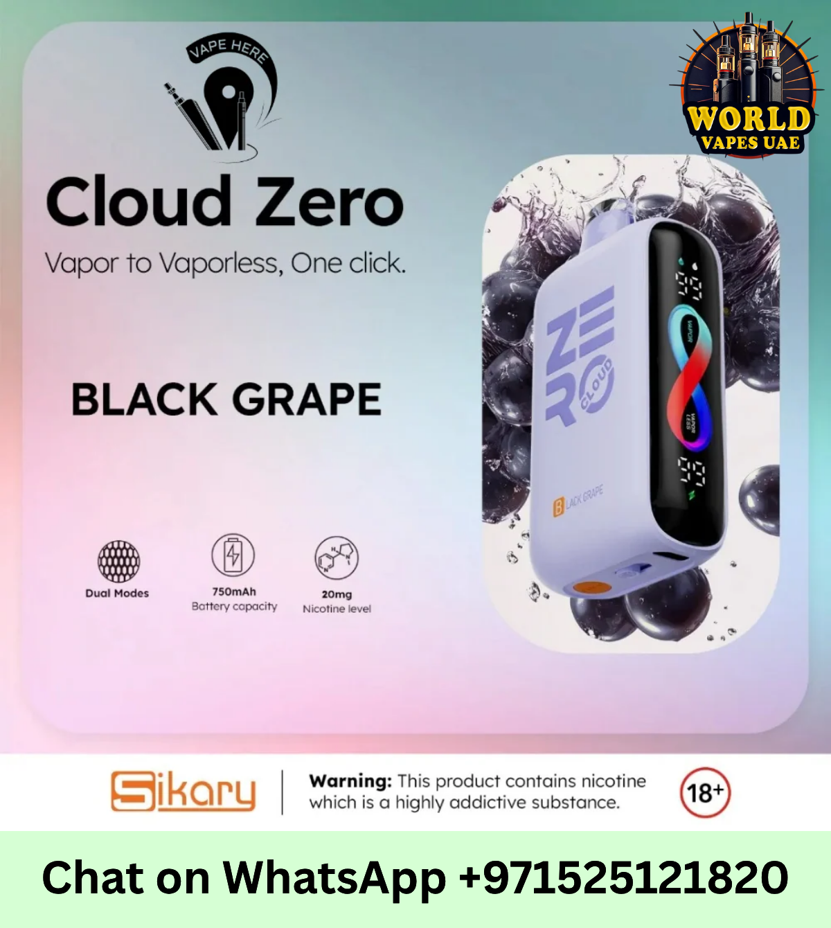 Cloud Zero 20000 Puffs Disposable Vape | 2% Nicotine Device UAE