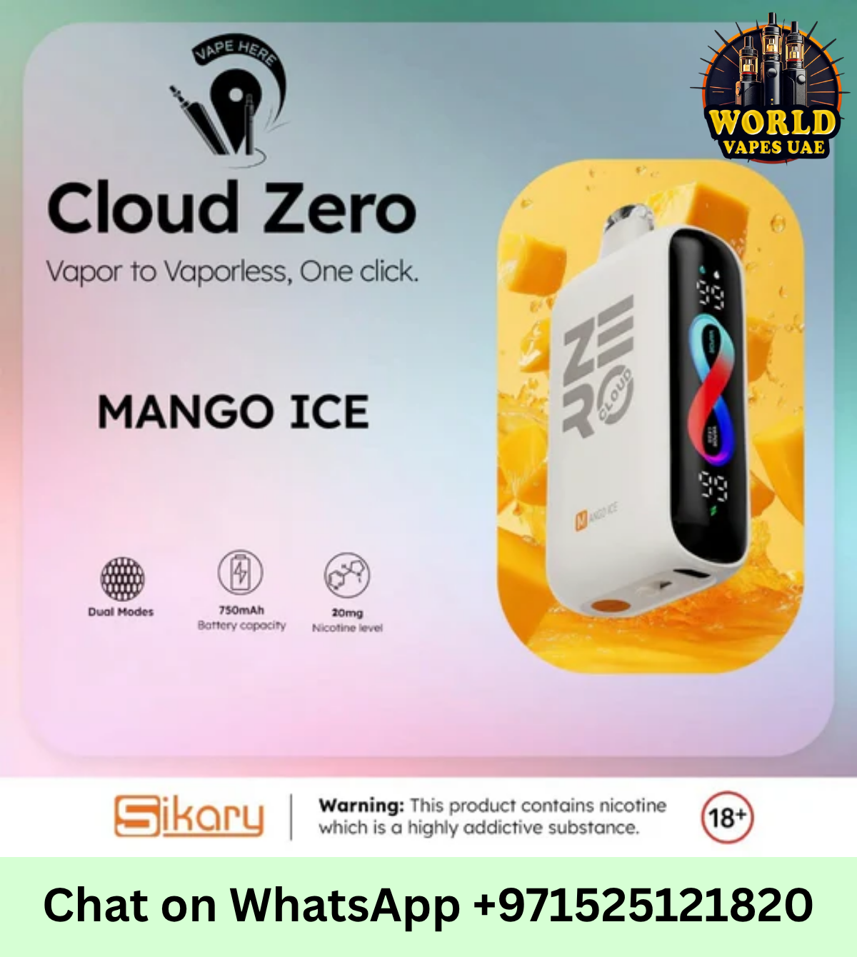 Cloud Zero 20000 Puffs Disposable Vape | 2% Nicotine Device UAE