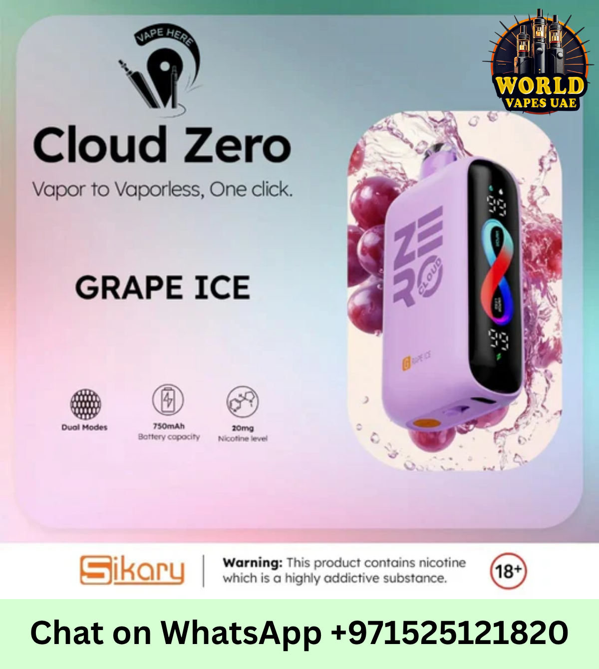 Cloud Zero 20000 Puffs Disposable Vape | 2% Nicotine Device UAE
