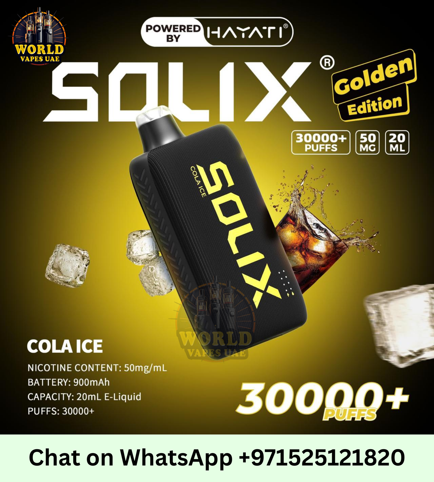 Buy Hayati Solix 30000 Puffs Golden Edition in UAE – World Vapes