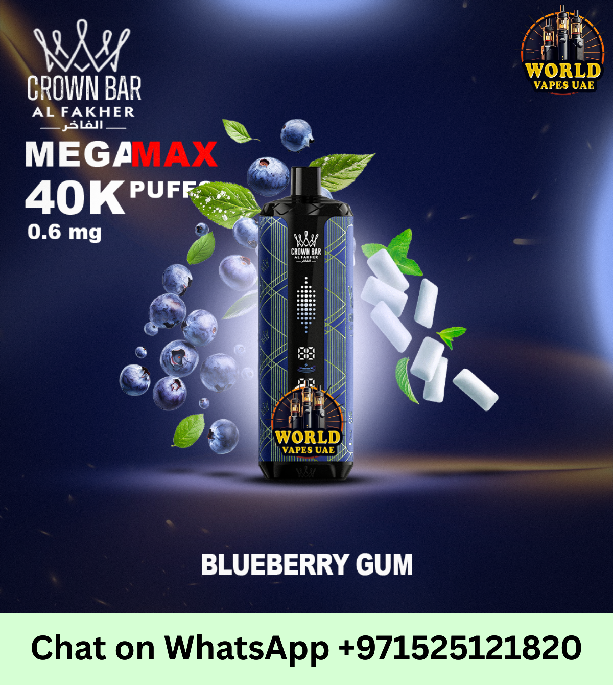 Al Fakher Crown Bar Mega Max 40K Puffs Disposable Vape – UAE