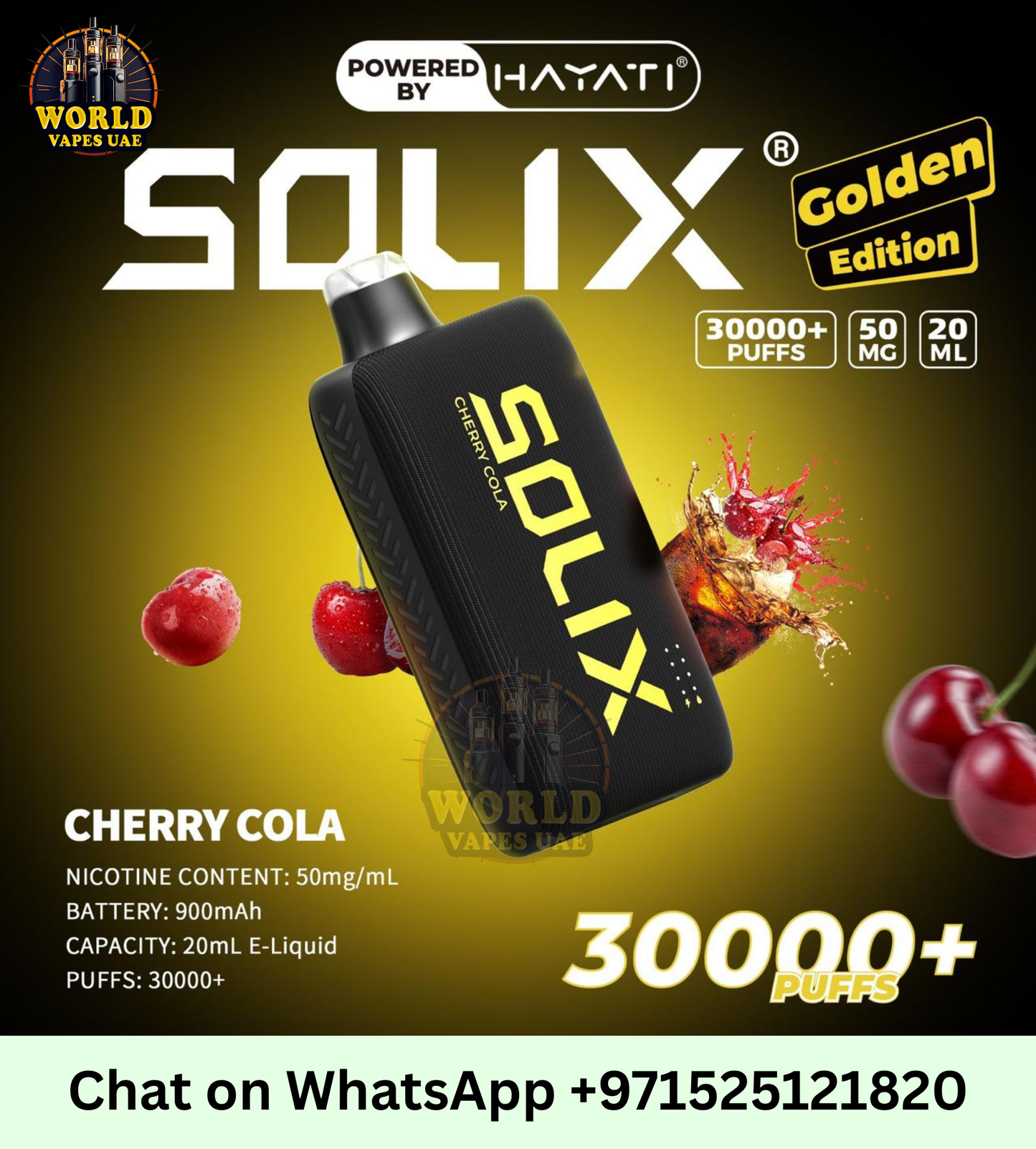 Buy Hayati Solix 30000 Puffs Golden Edition in UAE – World Vapes