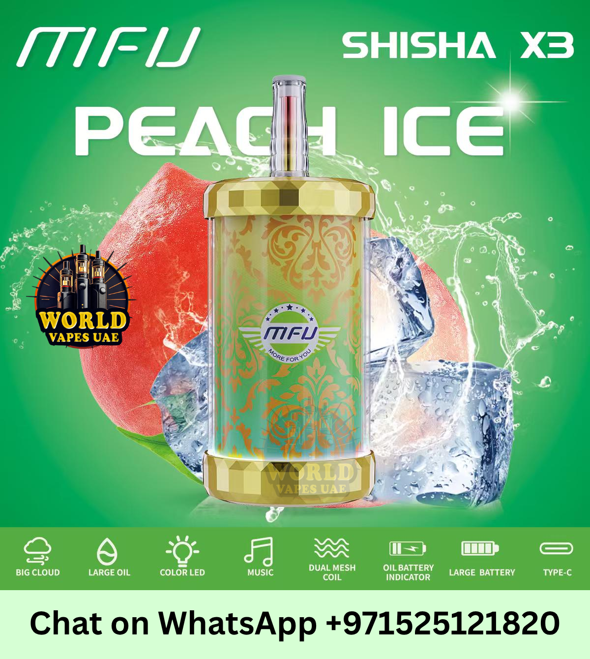 MFU SHISHA X3 Hookah 150000 Puffs Disposable Vape | UAE