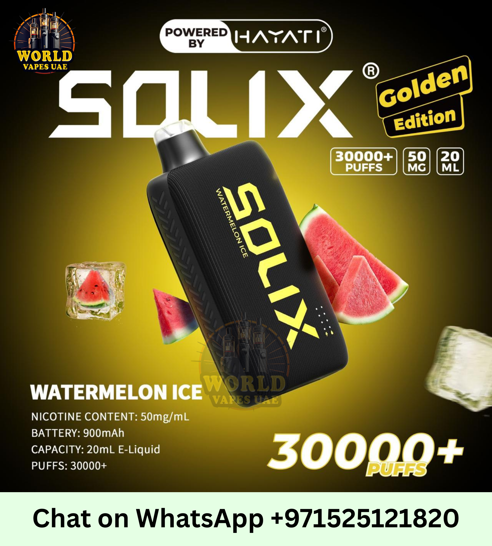 Buy Hayati Solix 30000 Puffs Golden Edition in UAE – World Vapes