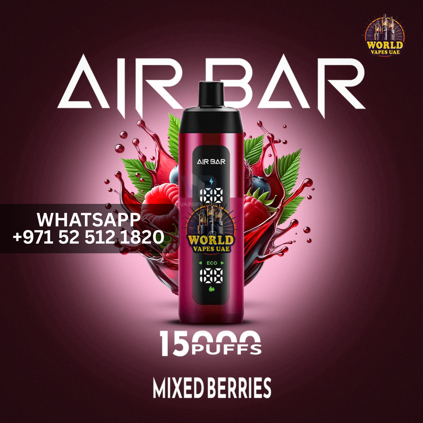 Air Bar 15,000 Puffs Disposable Vape  Digital Display  World Vapes