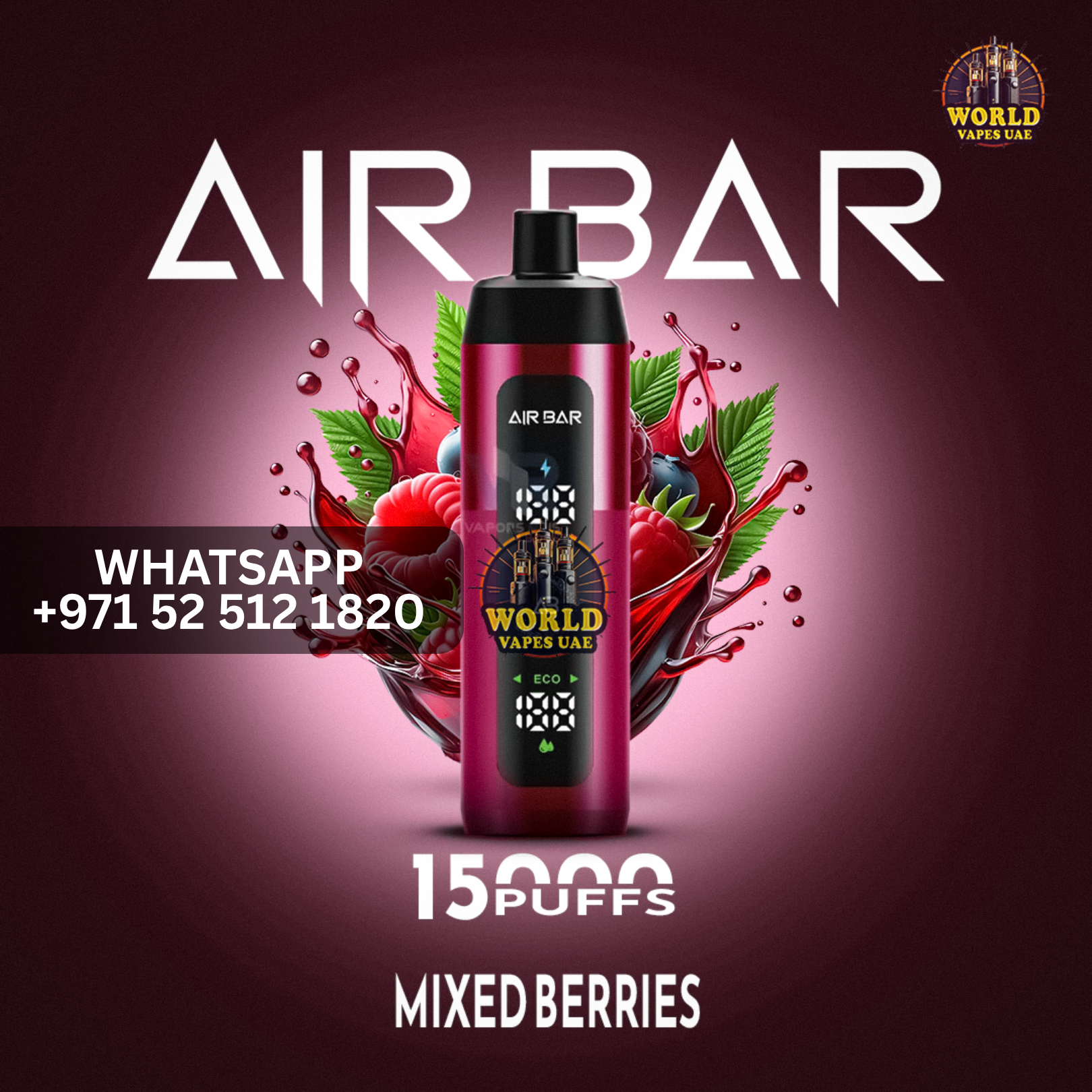 Air Bar 15,000 Puffs Disposable Vape  Digital Display  World Vapes