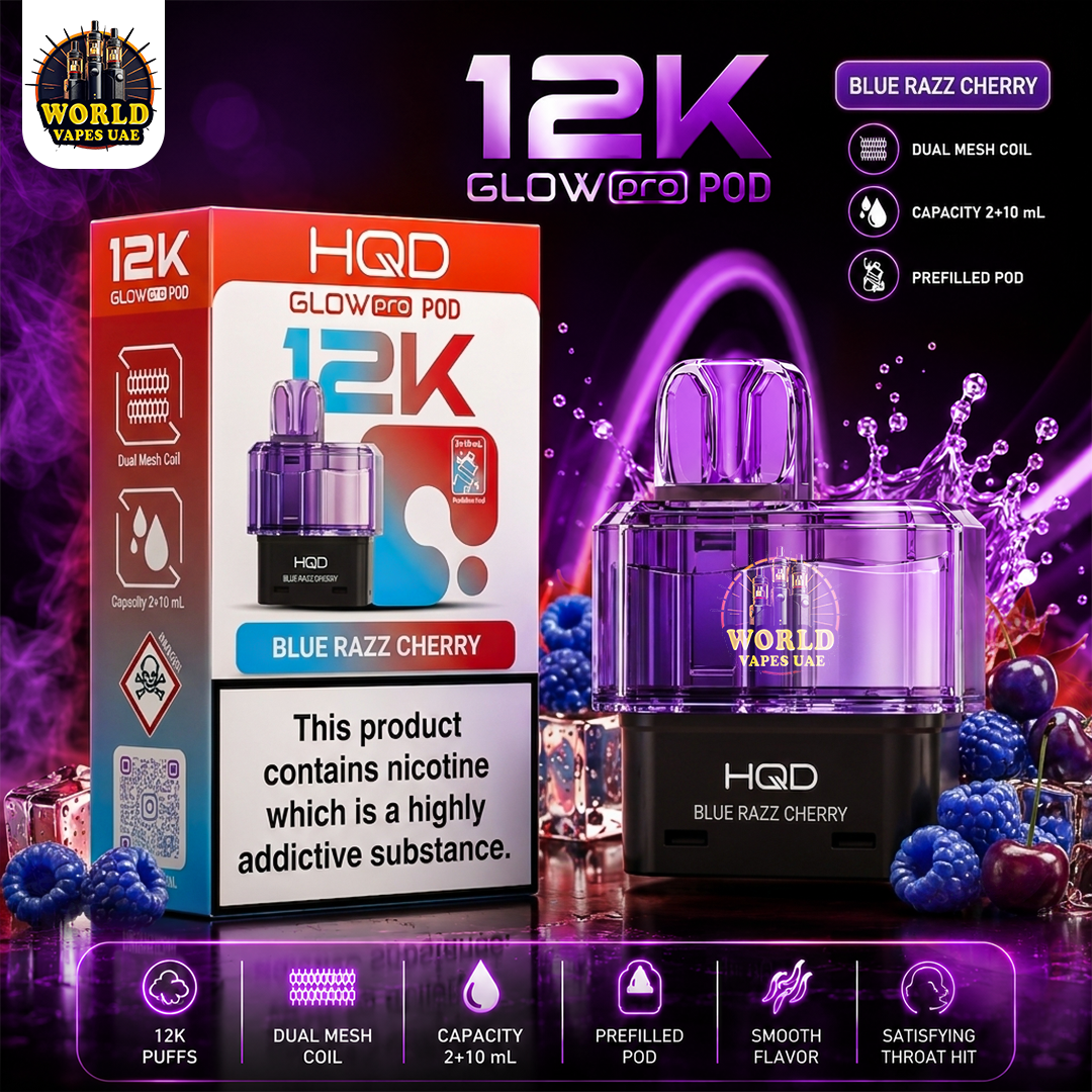 HQD Glow Pro 12K disposable pod 12000 puffs dual mesh coil