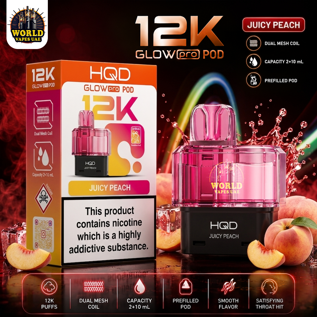 HQD Glow Pro 12K disposable pod 12000 puffs dual mesh coil
