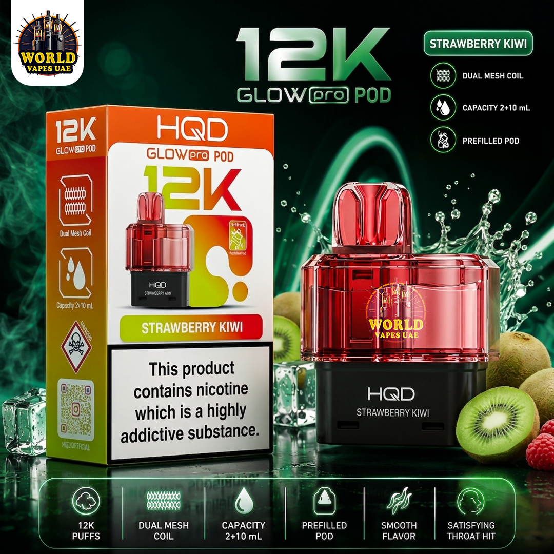 HQD Glow Pro 12K disposable pod 12000 puffs dual mesh coil