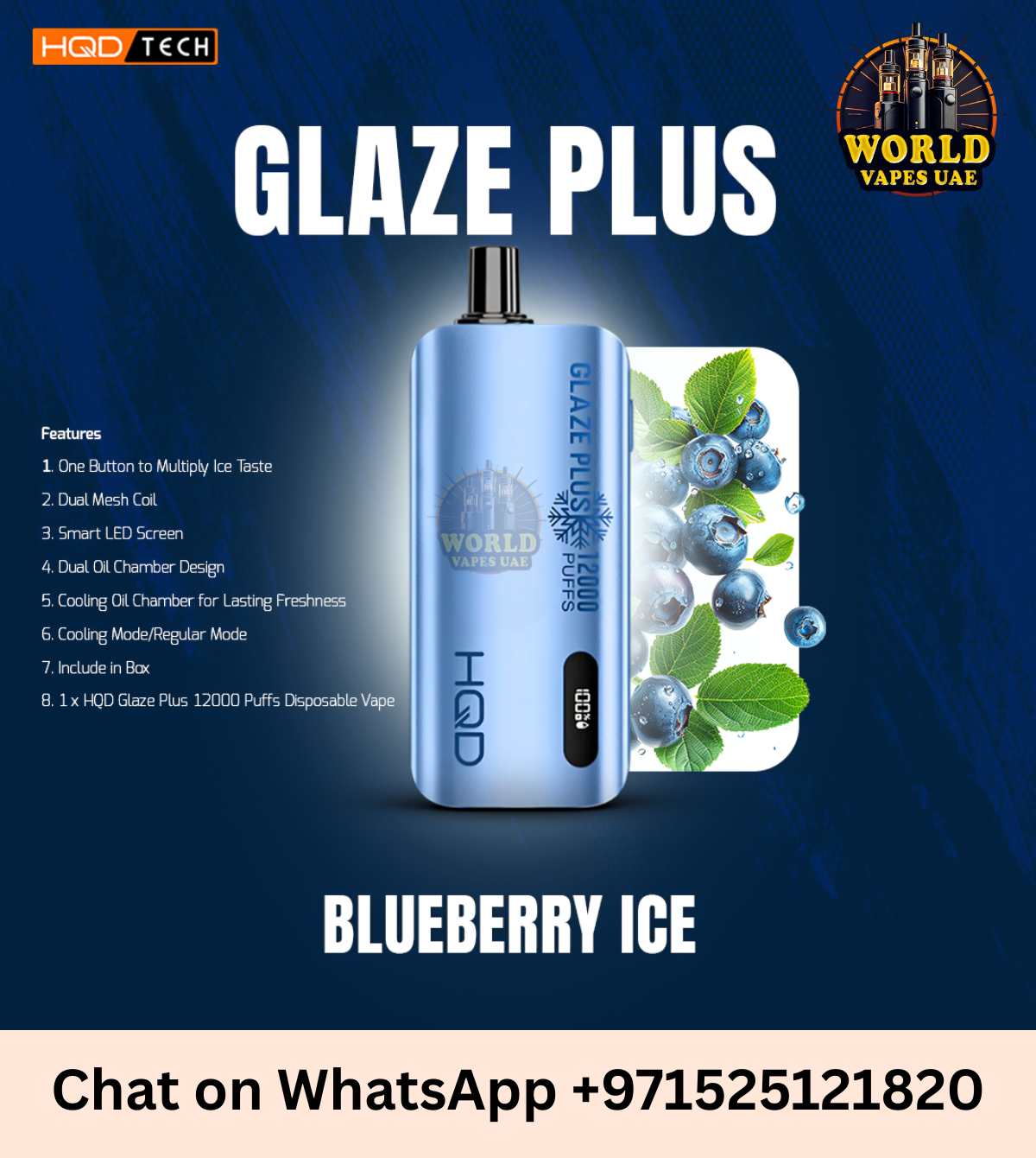 HQD Glaze Plus 12000 Puffs Disposable Vape – Dual Mesh | UAE