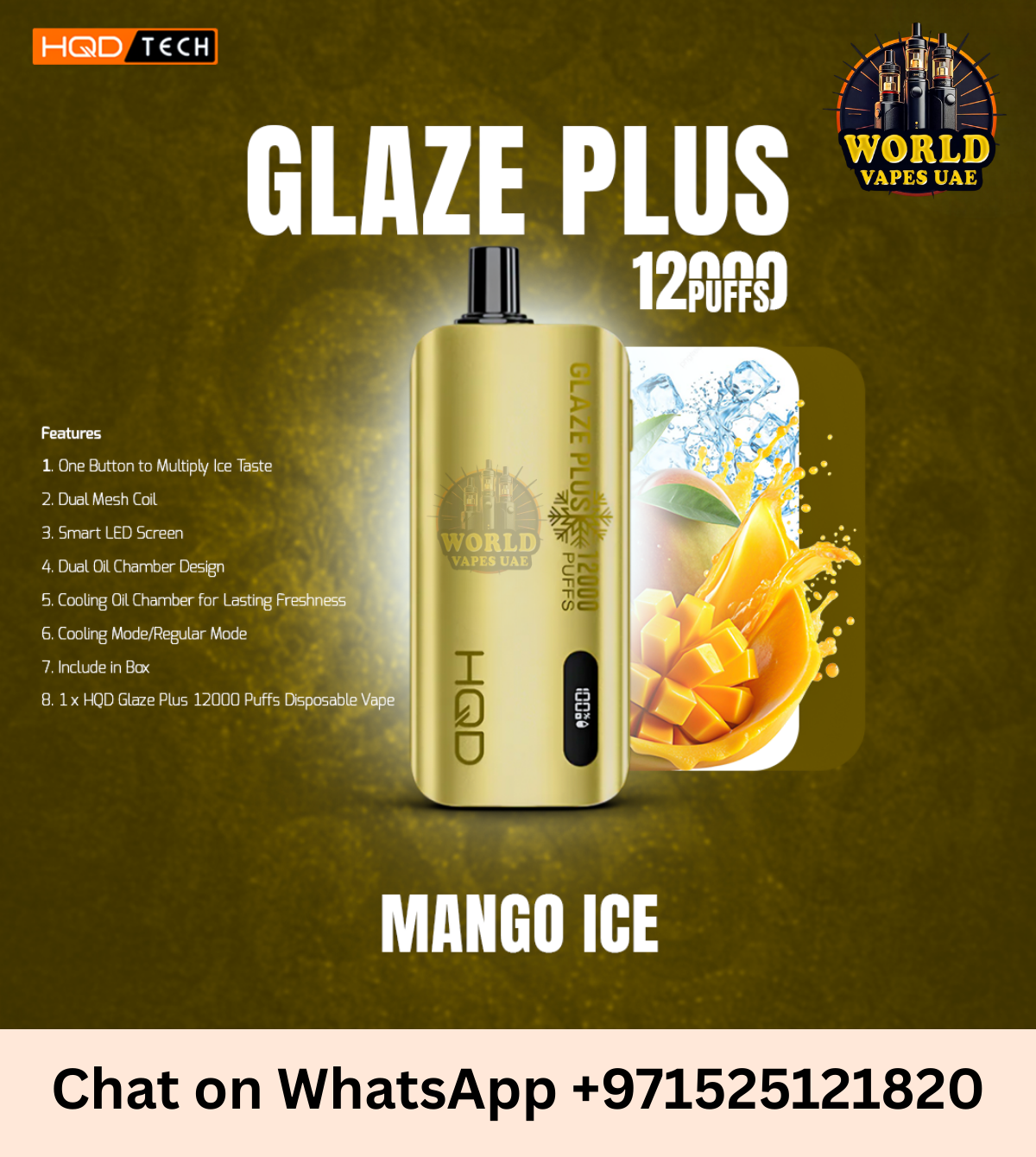 HQD Glaze Plus 12000 Puffs Disposable Vape – Dual Mesh | UAE